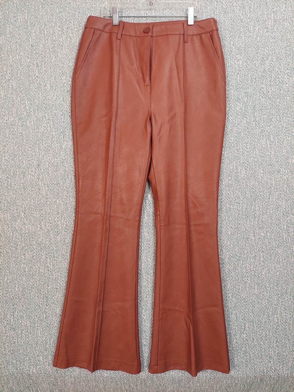 Faux Leather Flared Pants in Burnt Sienna